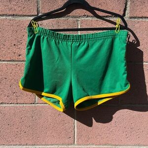 True Vintage Green and Yellow Running Shorts L or XL